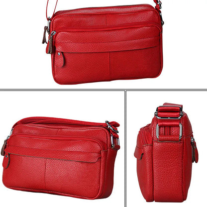 Genuine Cow Leather Casual Women Handbags Korean Single Zipper Solid Messenger Bags Soft Phone Pocket Crossbody Female Box Bag