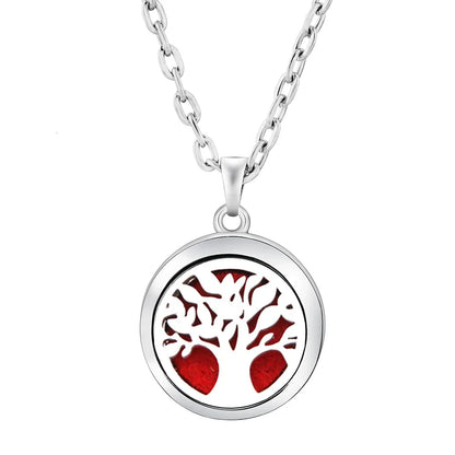 New Stainless Steel Fashion Tree Of Life  Aromatherapy Necklace Essential Oil Diffuser Perfume Locket Pendant Women Jewelry Gift