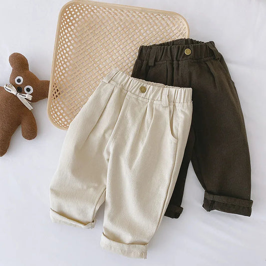 Spring Autumn Solid Kids Boys Straight Pants Fashion Children Clothing Trousers Brief Jeans for 1-6 Years