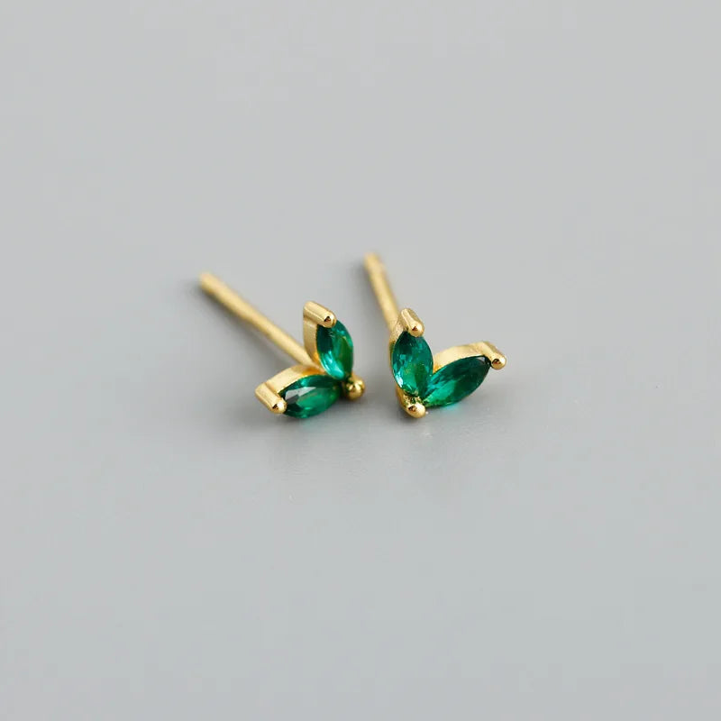 925 Sterling Silver Fashion Korean Chic Blue Horse Eye Zircon Stud Earrings for Women Teen Simple Color Piercing Jewelry