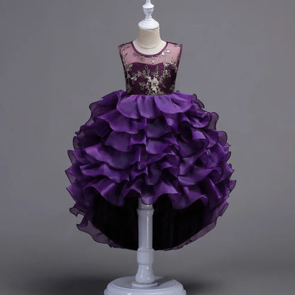 Baby Girls Princess Lace Flower Wedding Christmas Party Tutu Dress Children Kids Elegant Vestidos for 4-15Years Teenager Wear