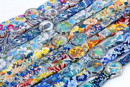 New Ladies Cloth Wristwatch Fashion Women Dress Watch High Quality Silver  Quartz Watch Sweet Girls Watch Fabric Clock