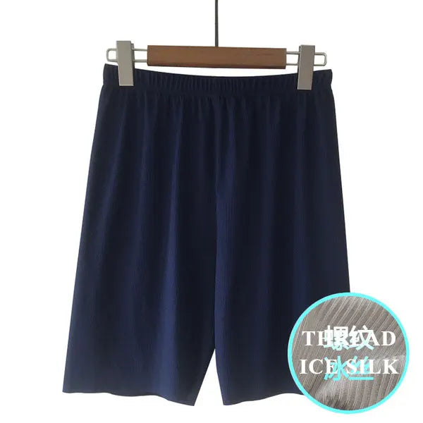 Plus Size Ice Silk Cool Summer Men Sleepwear Shorts Sexy Underwear Nightwear Comfortable Loose Sports Man Sleep Bottoms Homewear