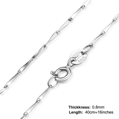 Genuine 100% 925 Sterling Silver Necklace Ingot Twisted Trace Belcher Snake Bar Singapore Box Chain Necklace Women