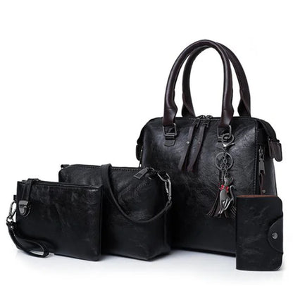 Bolsa Com Tassel Composto Feminina Bolsa De Couro De Luxo Bolsas De Marcas Famosas Designer Bolsa De Ombro Feminina Com Alça Superior 4 Peças/Conjunto