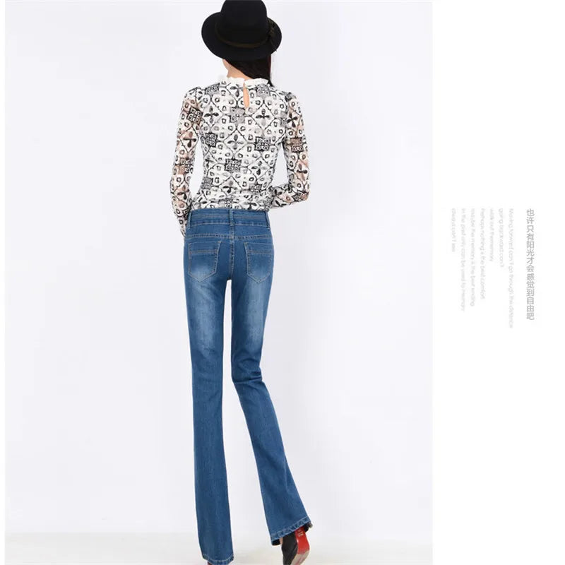 Oversized Slim Flare Denim Pants Stretch Cowboy Trousers