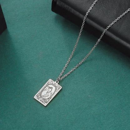 Tarot Cards Necklace Women Stainless Steel Necklace Wealth Amulet Classic Tarot Major Arcana Divination Charm Jewelry