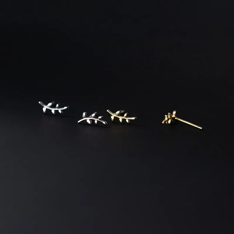 925 Sterling Silver Fashion Cute Romantic Leaf Small Stud Earrings for Women Simple Party Piercing Jewelry Accessories