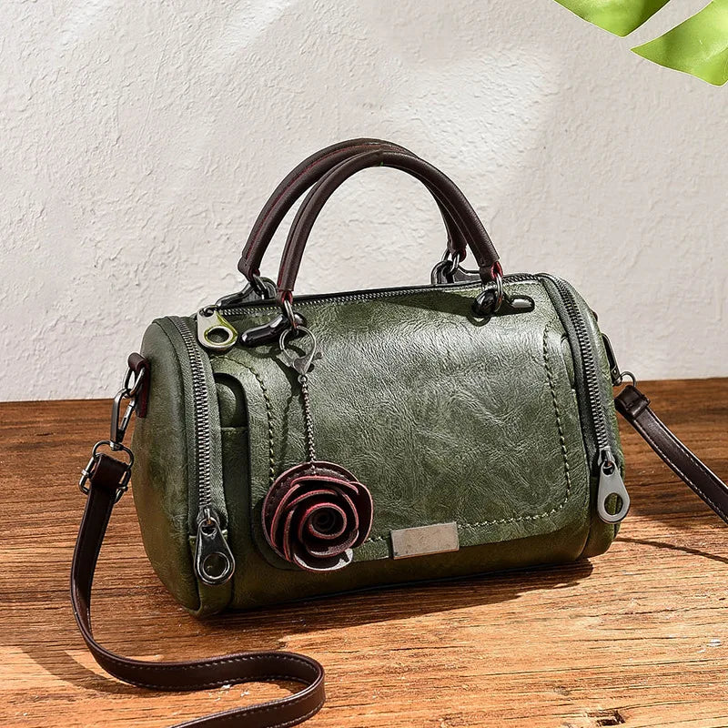 flowers Pendant Handbag Women's fashion Boston bags single shoulder bag ladies crossbody bag PU messenger bag