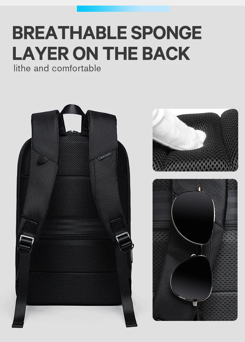 Slim Men Business Expandable Waterproof 15.6" Laptop Backpack Fashion Male Travel Light Scalable Shoulder Bags for Men