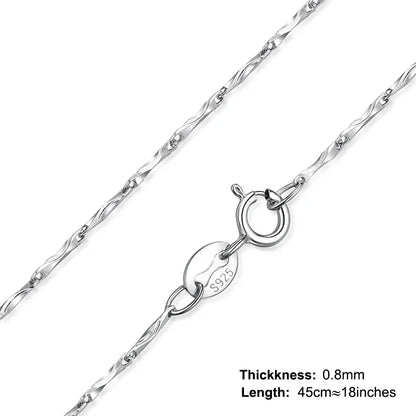 Genuine 100% 925 Sterling Silver Necklace Ingot Twisted Trace Belcher Snake Bar Singapore Box Chain Necklace Women