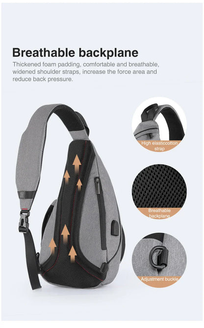 Men One Shoulder Backpack Women Sling Bag Crossbody USB Boys Cycling Sports Travel Versatile Fashion Bag Student School