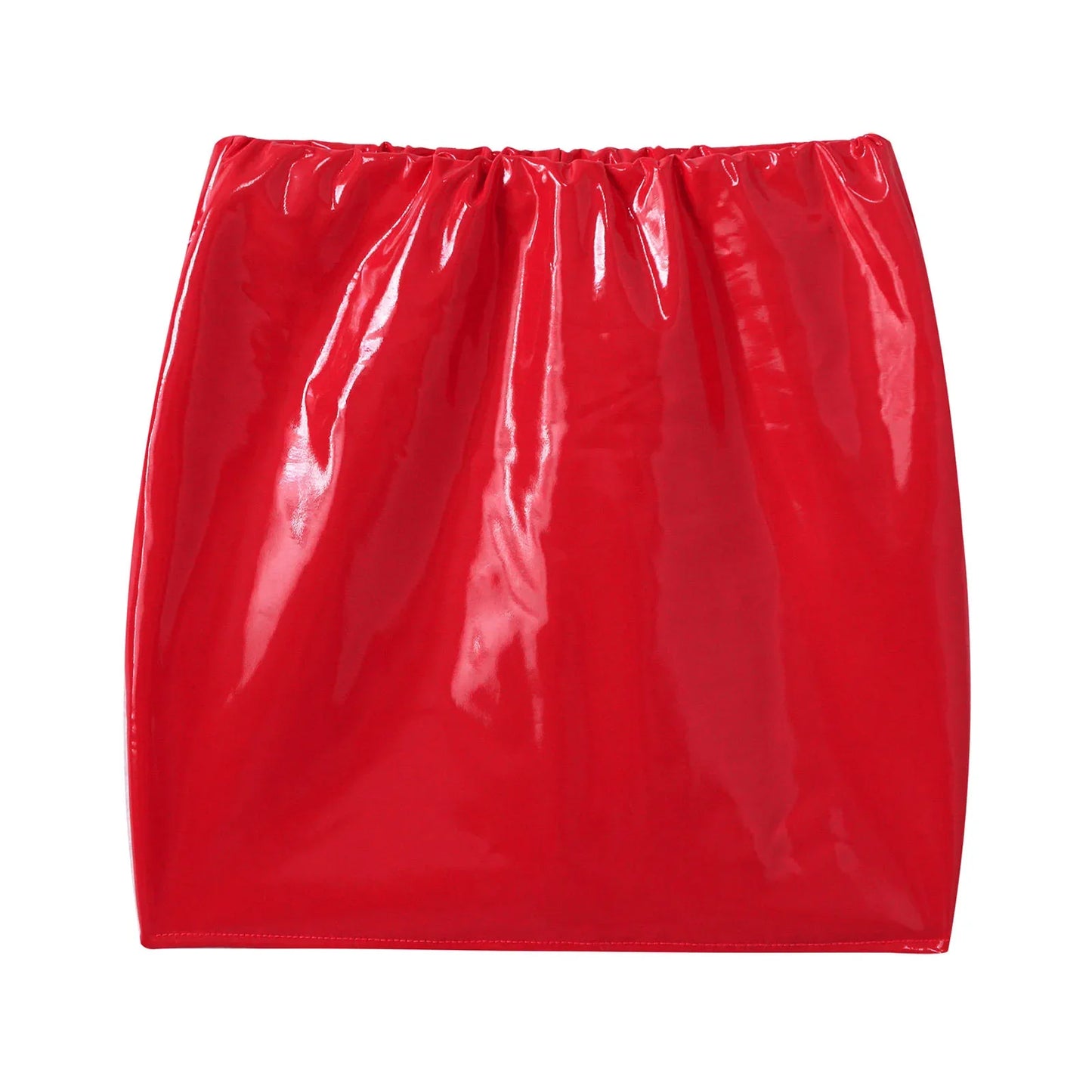 Glossy Patent Leather Miniskirt for Womens Solid Color Elastic Waistband Pencil Skirt Music Festival Costume Daily Wear Clubwear