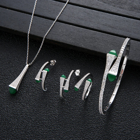 NEW Famous Brand 4pcs Waterdrop Jewelry Sets For Women Wedding Party Cubic Zircon High End Craft Dubai Bridal Jewelry Set