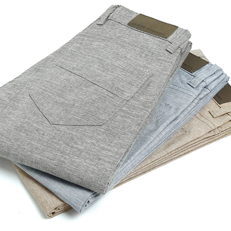 Summer Thin Men Linen Cotton Slacks Men's Trousers Business Casual Straight Men Long Suit Pants New High Quality Pontalon Homme