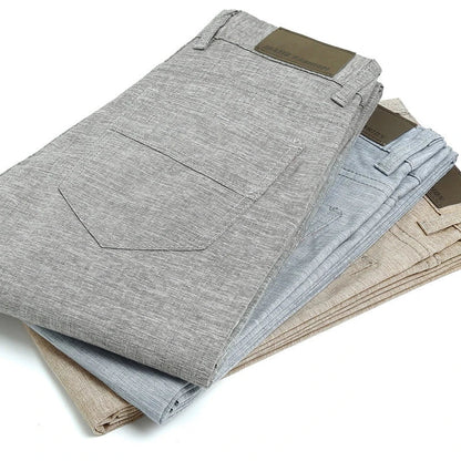 Summer Thin Men Linen Cotton Slacks Men's Trousers Business Casual Straight Men Long Suit Pants New High Quality Pontalon Homme