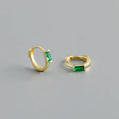 925 Sterling Silver Colorful Square Shiny Zircon Beads Piercing Stud Earrings for Women Fashion Gothic Exquisite Jewelry