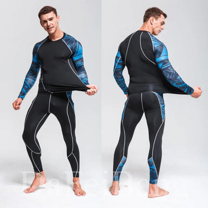 Men's Sports Suit MMA Running Quick-Drying Sportswear Compression Suit Fitness Training 3-Piece Sports Tights