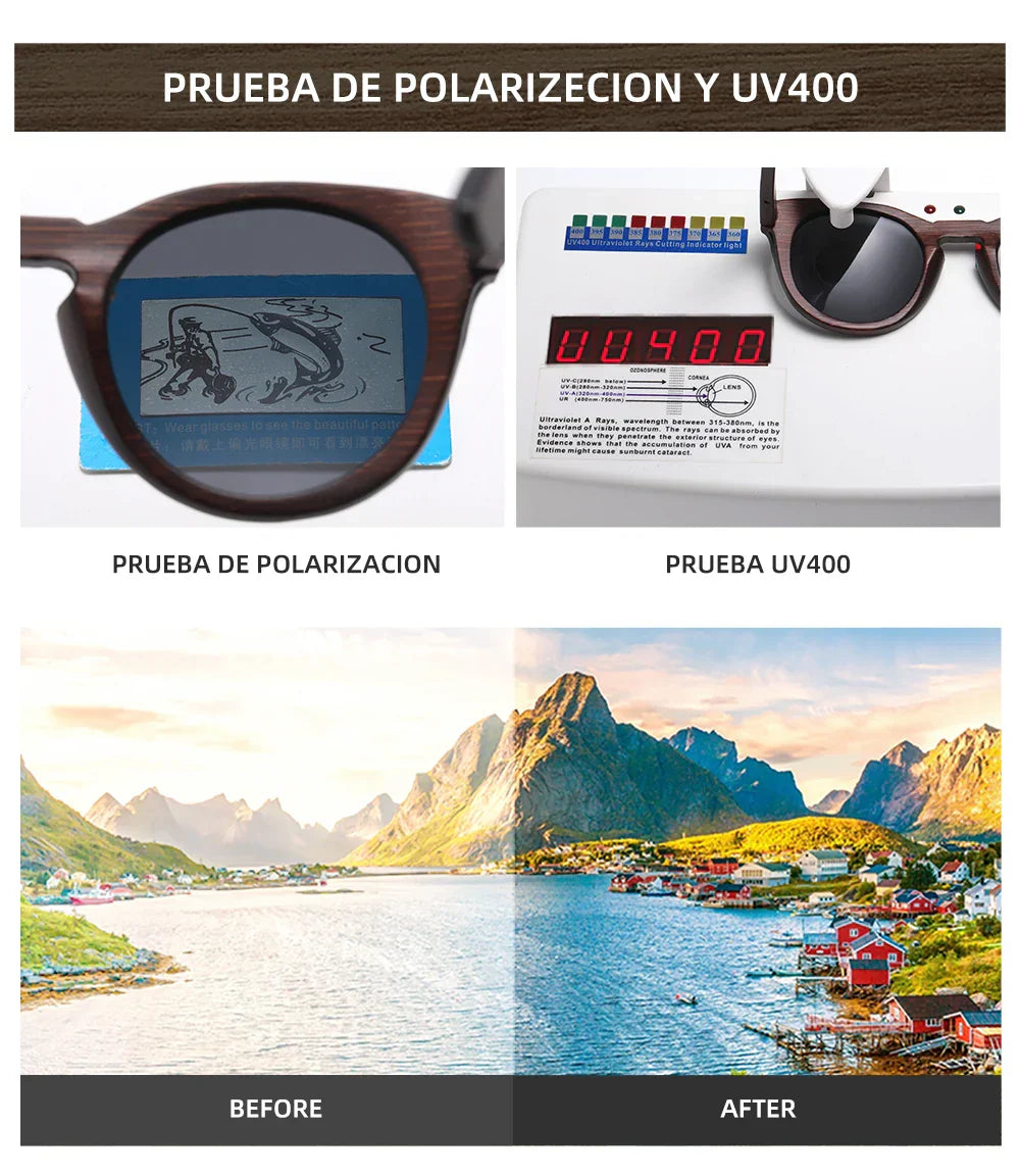 Desgin Spring New Style 100% Bamboo Polarized Sunglasses Men Women Fashion Glasses UV400 paper Box 8240