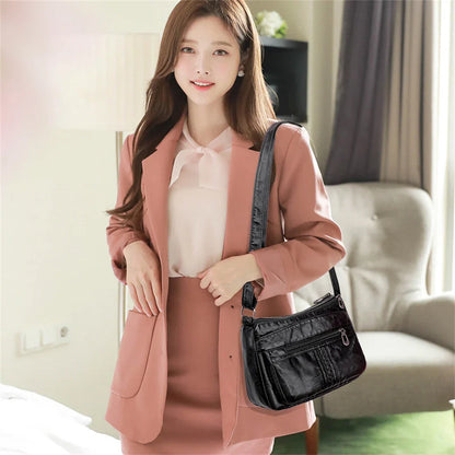 Fashion All-match Solid Color Messenger Bag High Capacity Womens Shoulder Bags 2021 New High Quality Pu Leather Women Handbag