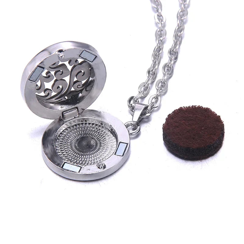 New Tree Of Life Aromatherapy Necklace Stainless Steel Essential Oil Diffuser Amulet Perfume Locket Pendant Women Jewelry Gift