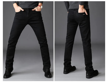 2023 Men's Stretch Black Jeans Classic Style Business Fashion Pure Slim-fit Denim Pants Male Brand Casual Trousers
