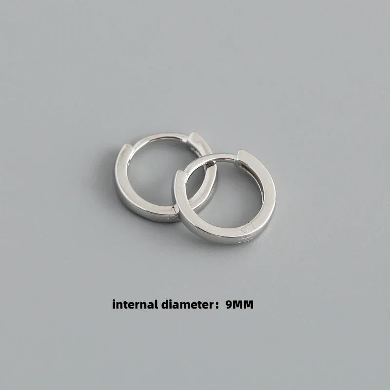 925 Sterling Silver Minimalist Punk Rock Circle Hoop Earrings for Women Men Goth Piercing Ear Buckle Charm Fine Jewelry