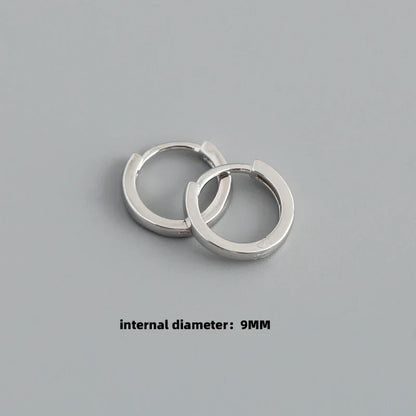 925 Sterling Silver Minimalist Punk Rock Circle Hoop Earrings for Women Men Goth Piercing Ear Buckle Charm Fine Jewelry