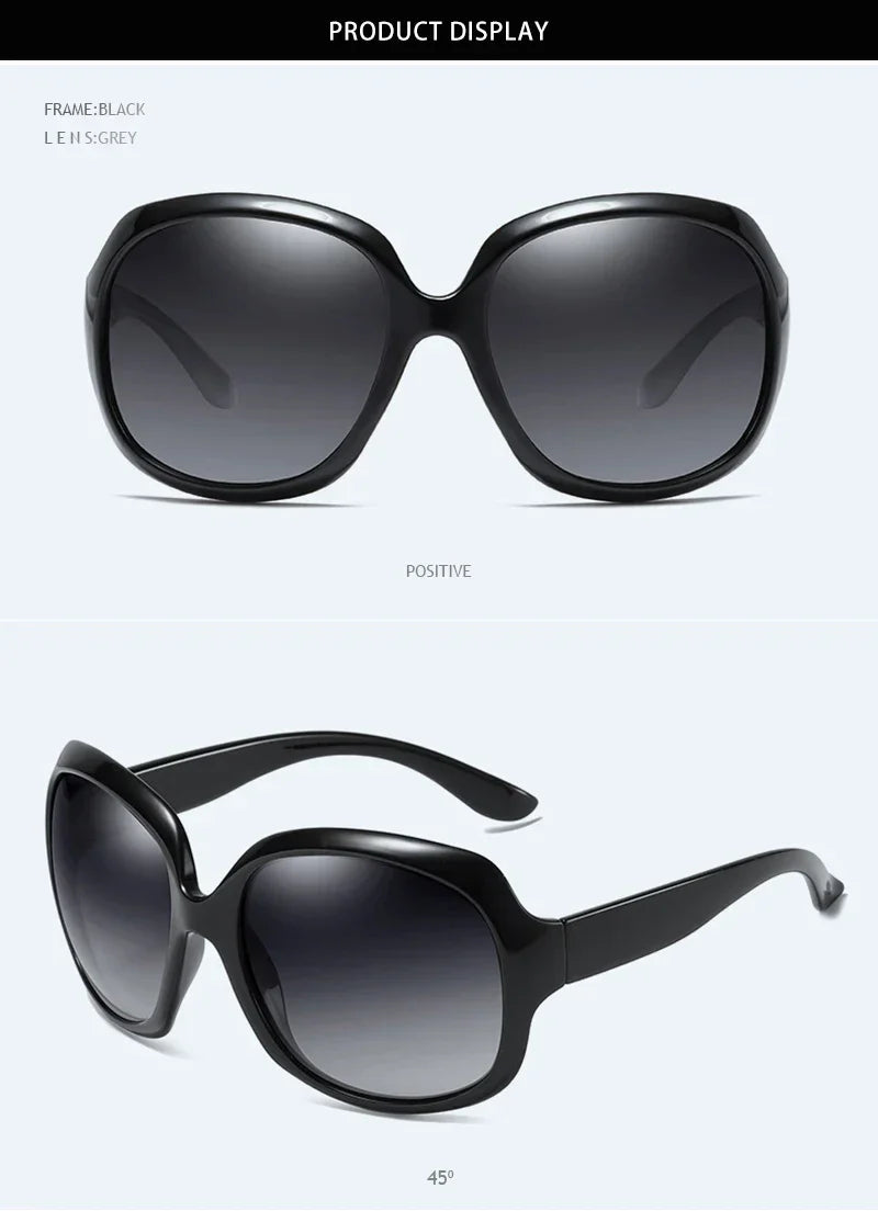 Design Elegant Polarized Oversized Round Sunglasses Women Simple Fashion Big Plastic Ladies Sun Glasses UV400