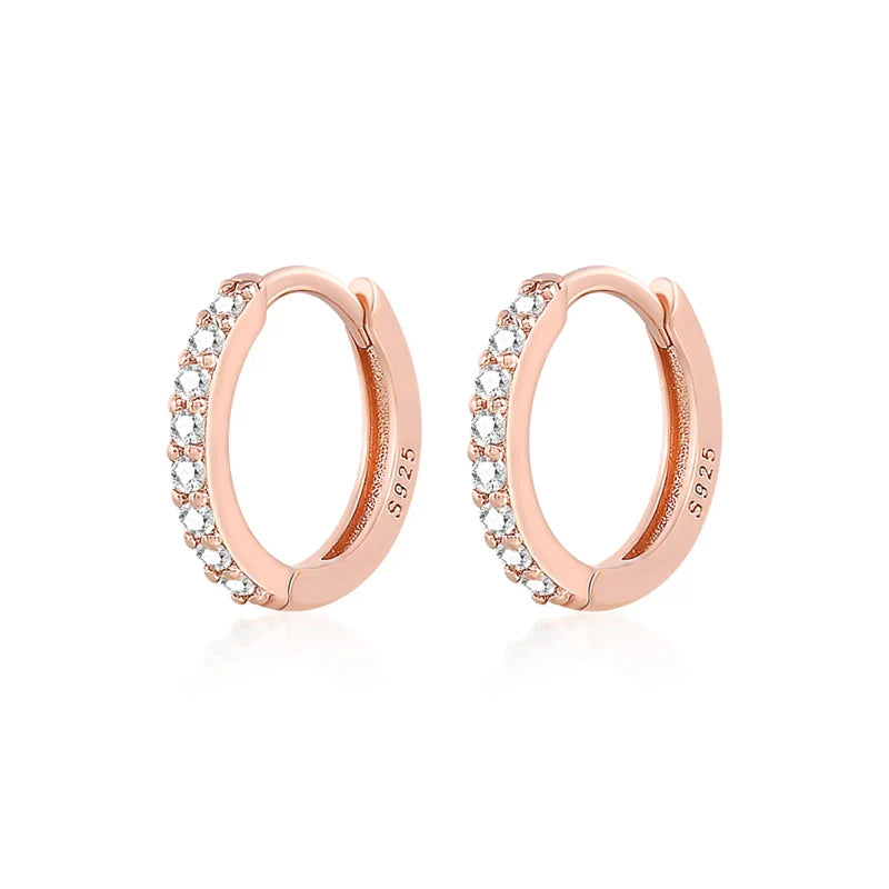 Silver 925 1 pair Women Small Hoops Earring Piercing Ear Cartilage Tragus Simple Thin Circle Anti-allergic Ear Buckle