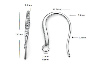 TrustDavis Real 925 Sterling Silver Fashion Dazzling CZ Opening Handmade Ear Hook Earring DIY Accessories Fine Jewelry HY365