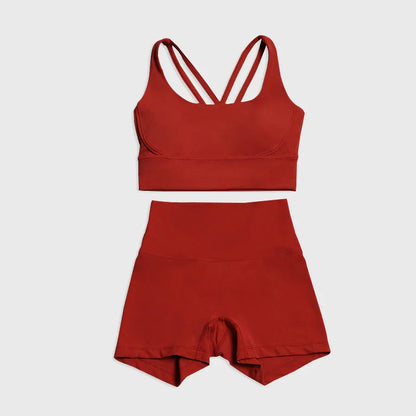 SOISOU Gym Womens Clothing Shorts Sets Yoga Women's Tracksuit Sexy Bra High Waist Short Sportwear Elastic Set Woman 2 Pieces