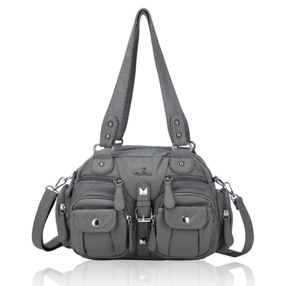 Women Small Handbags Satchel Top-handle Handbag PU Shoulder Bag 8”x11” Dumpling Pack Multi-pockets Shoulder Bag