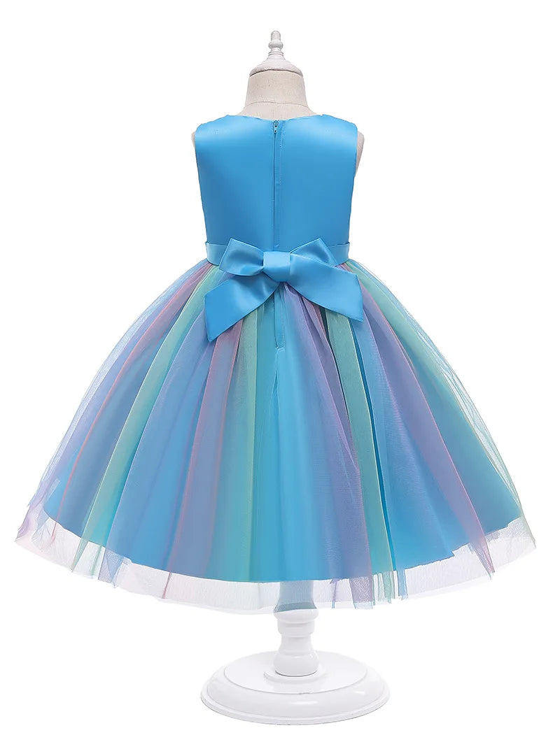 3-12T Sequins Girls  Perform Prom Dress Rainbow Little Princess Piano Banquet Formal Gala Clothes Wedding Sequins Evening Dress