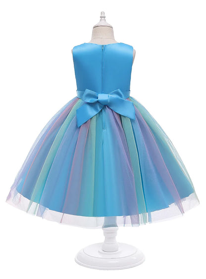 3-12T Sequins Girls  Perform Prom Dress Rainbow Little Princess Piano Banquet Formal Gala Clothes Wedding Sequins Evening Dress