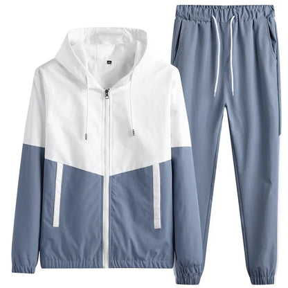 2026 New Men's Tracksuit Clothing Set Zipper Hoodie Sweatpants 2 Piece Hooded Long Sleeve Sportswear Sweatshirt Suits