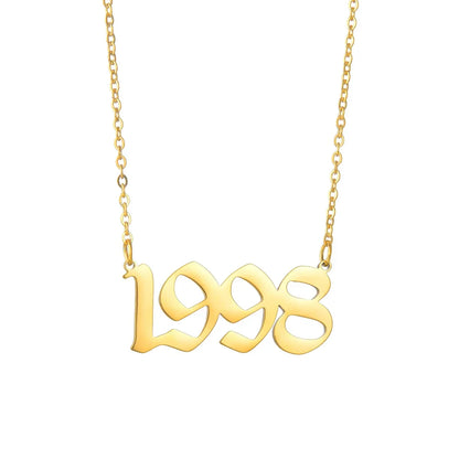 Stainless Steel 1980-2021 Birth Year Necklaces for Women Men Choker Date Number Pendant Necklace Jewelry Commemorat Gift