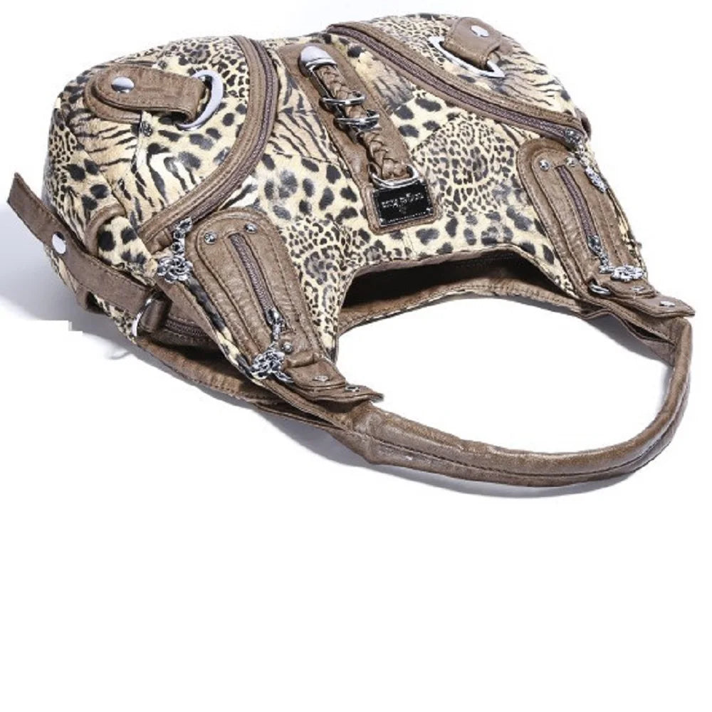 Women Handbags Leopard Bag Top-handle Handbag Fashion Satchel Dumpling Pack Shoulder Bag Tote Bag Hobos Large Purse