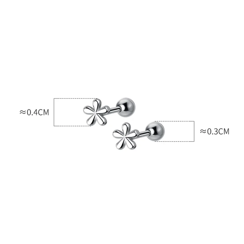 925 Sterling Silver Fashion Simple Golden Flower Beads Small Stud Earrings for Women Teen Piercing Jewelry Accessories