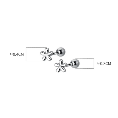 925 Sterling Silver Fashion Simple Golden Flower Beads Small Stud Earrings for Women Teen Piercing Jewelry Accessories