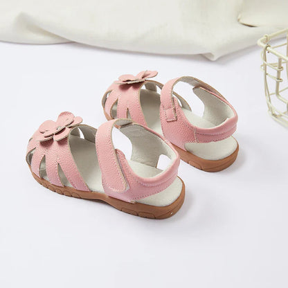 Hot selling little girl flower Sandals kids closed toe princess shoes for summer 3-7years older