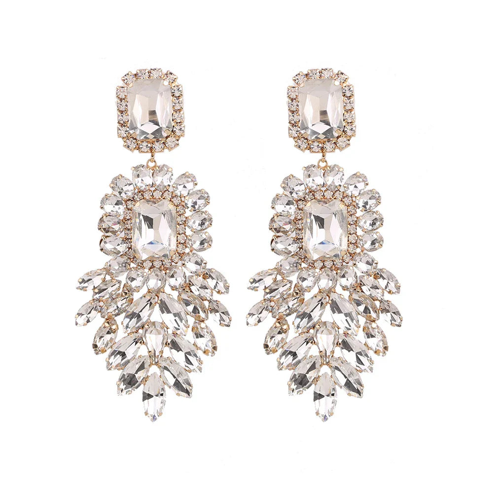 New Crystal Dangle Earrings For Women Rhinestone Earrings Weddings Ladies Party Fashion Jewelry Accessories Wholesale Gifts