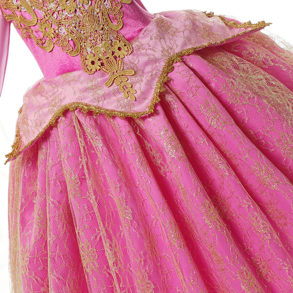 Summer Girls Sleeping Beauty Auroro Princess Halloween Cosplay Dress Off Shoulder Kids Gift Fancy Party Princess Clothing