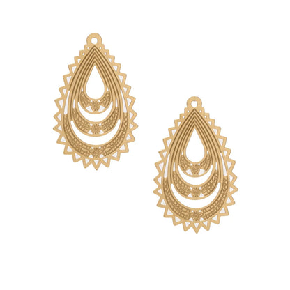 4pcs Gold Stainless Steel Filigree Earring Charm Pendants Connectors for Earring DIY Jewelry Making Supplies wholesale