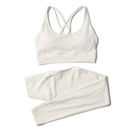 SOISOU Nylon Yoga Set Women's Tracksuit Gym Fitness Set Woman 2 Pieces Leggings Sports Bra Breathable Sportwear Woman Clothes