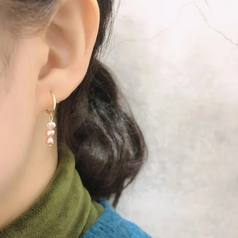 Real 925 Sterling Silver Natural Freshwater Baroque Pearl Stud Earrings for Women Bohemian Charming Jewelry Trend 2021