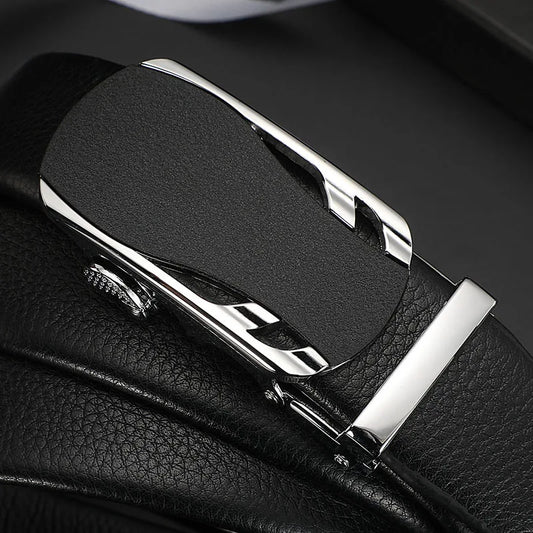 Men's Genuine Leather Automatic Buckle Belt Custom Engraved Name/Logo Ideal Waist Belt for Father's Day Personalized Gift