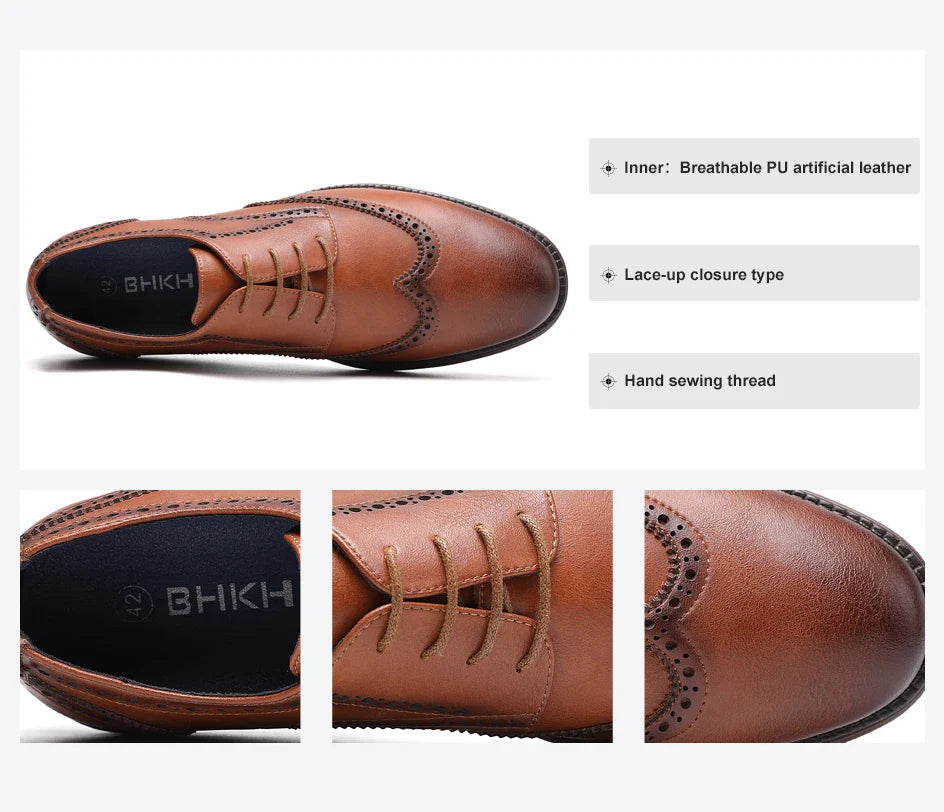 Sapatos Sociais Masculinos de Couro Genuíno Sapatos Casuais Confortáveis Masculinos Sapatos de Trabalho de Escritório Elegantes com Cadarço Masculinos