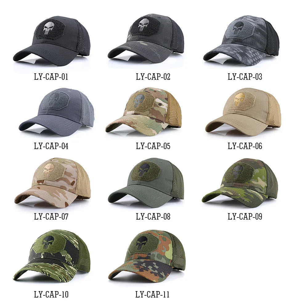 Outdoor Camouflage Adjustable Cap Mesh Tactical Skull Cap Army Airsoft Fishing