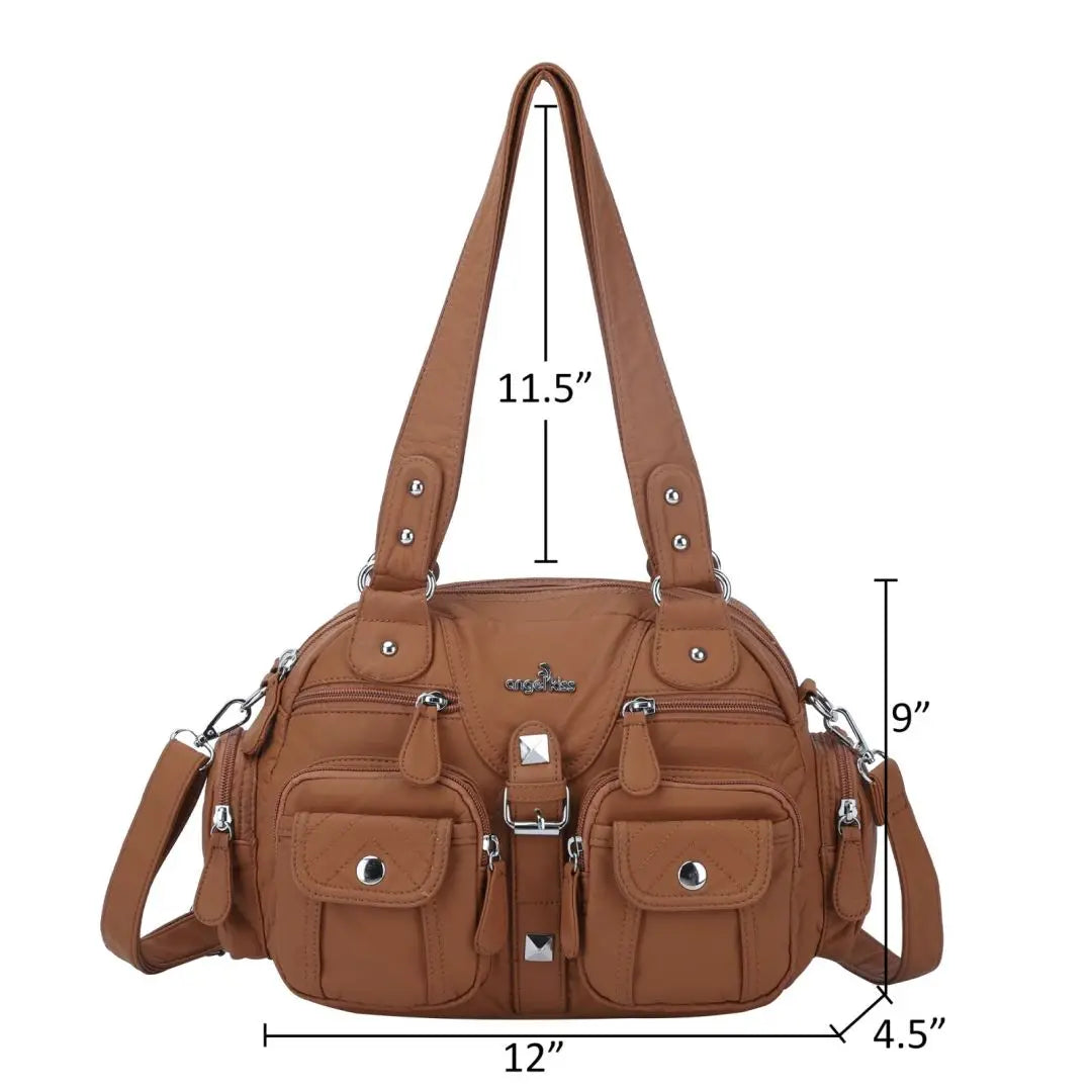 Women Small Handbags Satchel Top-handle Handbag PU Shoulder Bag 8”x11” Dumpling Pack Multi-pockets Shoulder Bag